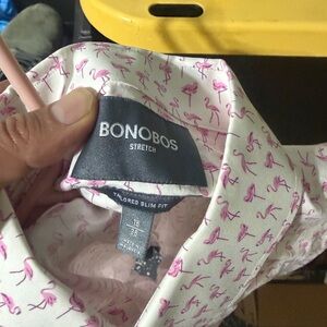 Bonobos Flamingo Print Shirt in Pink and White